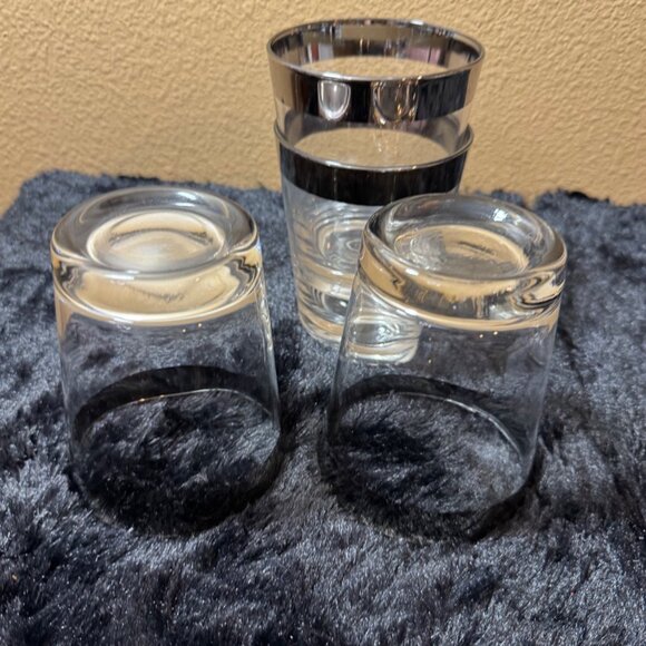 Dorothy Thorpe  Silver Band Highball Glasses MCM Glassware Set 4 - Picture 2 of 6